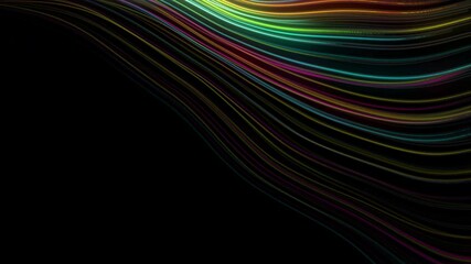 Poster - Colorful neon laser curved lines abstract futuristic background. Seamless looping technology waves motion design. Video animation Ultra HD 4K 3840x2160