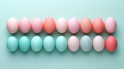 Wall Mural - modern minimalist display of vibrant easter eggs in soft colors