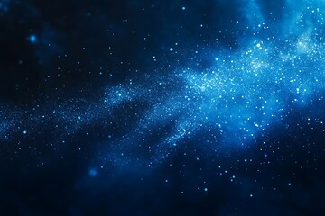 Wall Mural - Abstract blue nebula with glittering dust and stars.