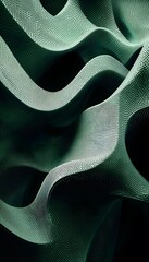 Wall Mural - abstract green waves form textured pattern on dark background
