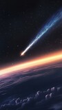 Celestial spectacle of a comet streaking through Earth's atmosphere