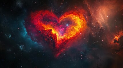 Wall Mural - stunning heart-shaped nebula illuminating the cosmos with a vivid colorful stellar background evokin