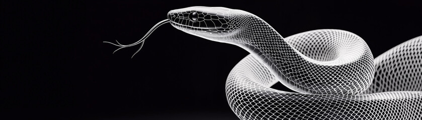 Wireframe snake on black background reptile digital abstract