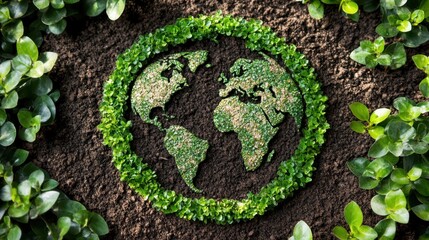 Poster - A detailed close-up of a lush green Earth orb surrounded by vibrant plants, highlighting the beauty of nature and our planet's rich biodiversity.