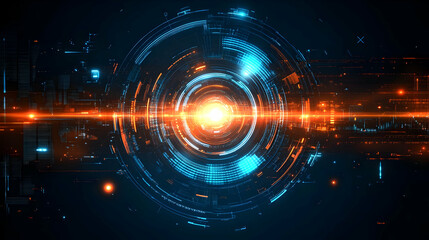 Wall Mural - futuristic abstract digital technology background with glowing circular patterns