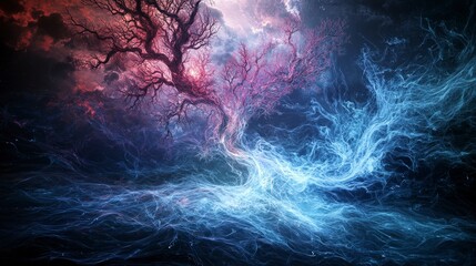 Leinwandbilder - Transformative energy landscape cosmic realm digital art ethereal environment abstract viewpoint nature's flow