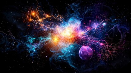 Leinwandbilder - Galactic consciousness exploration cosmic realm abstract art digital universe vibrant colors mind-bending concepts