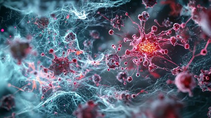 Leinwandbilder - Nanotechnology in action intricate microstructures scientific laboratory digital art abstract environment
