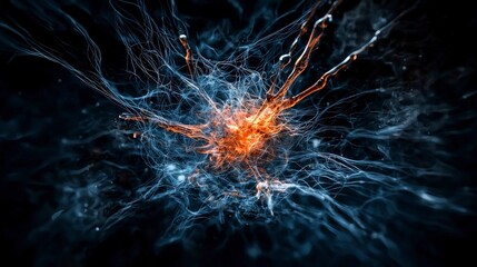 Poster - Abstract neural network visualization in holographic display digital art sci-fi environment immersive viewpoint