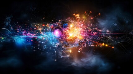 Leinwandbilder - Quantum computing revolution floating algorithms in abstract digital space futuristic environment vibrant viewpoint