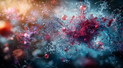 Poster - Dynamic chemical interactions digital art abstract colorful science concept enigmatic visual intricate patterns