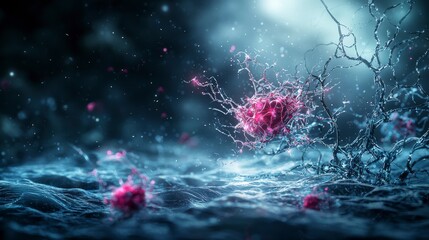 Poster - Emotional abstract scene depicting human feelings in a fluid environment digital art macro view surreal concept