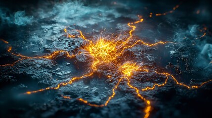 Leinwandbilder - Ethereal map of human migration patterns digital art abstract environment artistic perspective climate influence