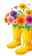 © Miryo - Yellow Rubber Boots with Flowers ()