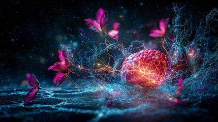Aufkleber - Neuroplasticity visualization in emotions digital art abstract creative environment close-up scientific concept