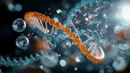 Poster - Artistic dna manipulation in bioengineering frontiers science lab digital visualization futuristic abstract concepts