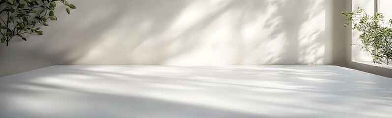 Fototapete - Plain white desk mockup featuring subtle textures, ideal for showcasing designs or product presentations.