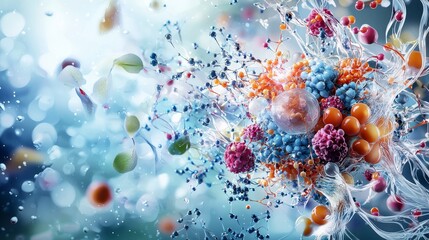 Poster - Synthetic biology art in cellular creativity exploring science through vivid imagery in an abstract environment