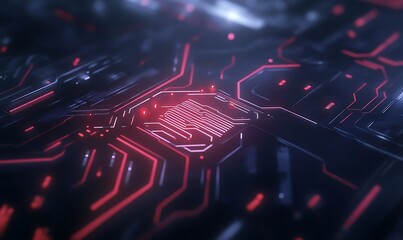 Fototapete - Image of a quantum computer cooling system interface in a cyberpunk aesthetic.