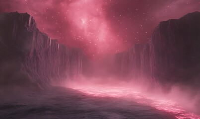 Poster - Vibrant sci-fi anime illustration featuring celestial ruins on a distant planet.