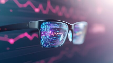 Poster - Smart glasses displaying biometric health data in a futuristic design.
