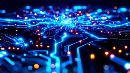 Wall Mural - futuristic glowing animation: dynamic neon lines, abstract energy, sci-fi background, cyberpunk vibe