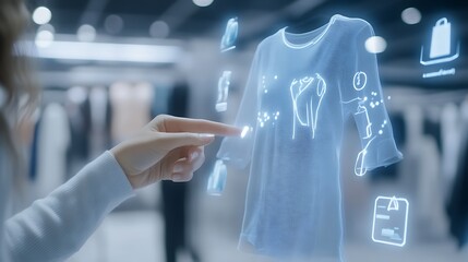 Leinwandbilder - A digital image of a virtual shopping assistant showcasing floating products in an engaging layout.