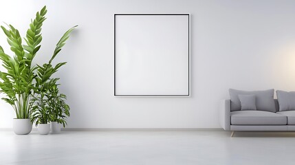 Poster - A minimalist room featuring a blank picture frame, ideal for showcasing storage or decor ideas.