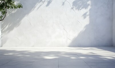 Fototapete - White textured wall image featuring an empty central area, ideal for backgrounds or design projects.