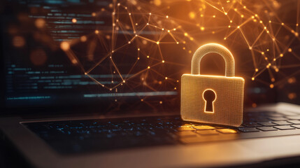 Aufkleber - Protecting sensitive information with strong encryption and advanced cybersecurity measures on a laptop