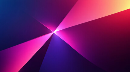 Poster - Vibrant triangular shapes converging toward luminous central star, generating dynamic geometric pattern with intense color gradient