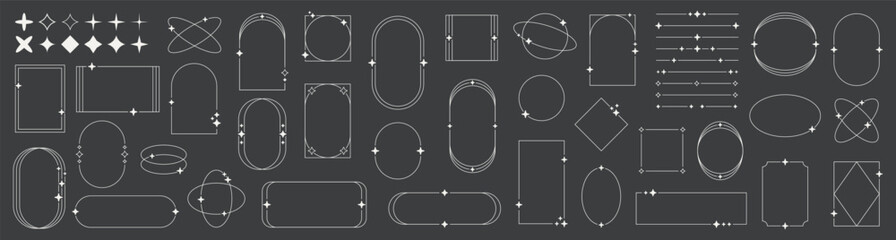 Wall Mural - set of modern minimalist elements. minimalist aesthetic line. frames with stars shapes. vintage, adv
