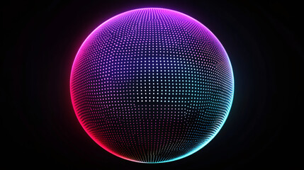 Leinwandbilder - Colorful gradient sphere made of particles glowing on dark background, ideal for technology, futuristic and abstract concepts