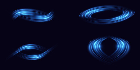 Glowing blue speed lines. Light shining effect. Blue abstract motion lines.Speed ​​of light.Vector.