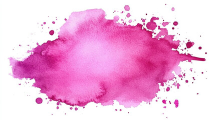 Wall Mural - vibrant pink watercolor stain with splashes and soft edges, perfect for artistic backgrounds