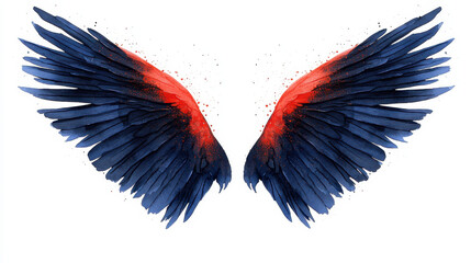 Wall Mural - stunning watercolor wings with red and blue hues, showcasing artistic flair and elegance