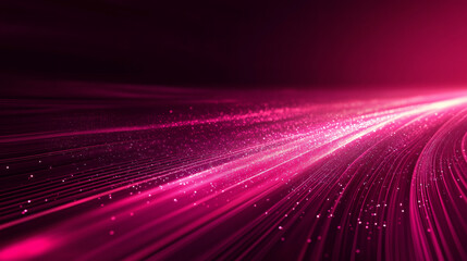 Poster - Abstract pink light trails flowing on dark background with particles, suitable for technology, internet and science concepts