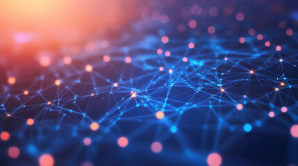 Aufkleber - Glowing dots and lines forming a network, symbolizing global data exchange and interconnection in a technological landscape