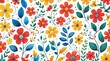 © Ashek Illustration - Hand drawn flowers illustration. Trendy floral seamless pattern flower background illustration. Spring and summer floral background