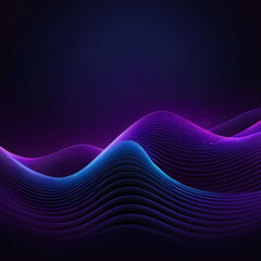 Blue purple wave line light gradient dark background 