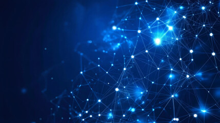 Aufkleber - Digital network glowing, interconnecting luminous nodes forming technological abstract pattern