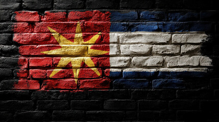 Wall Mural - painted national flag of philippines on brick wall creates vibrant and striking visual