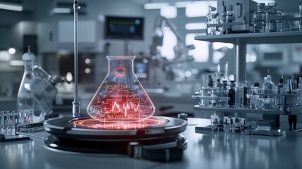 Aufkleber - Innovative holographic chart displays patient treatment analysis in high-tech lab environment