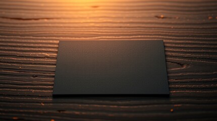 Stack of Black Business Cards on Dark Wood for mock up