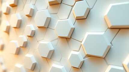 Leinwandbilder - Sleek hexagonal tile pattern generating minimalist surface under soft illuminating glow