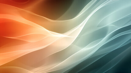 Leinwandbilder - Smooth curves creating a soft and elegant abstract background with a color gradient from orange to green