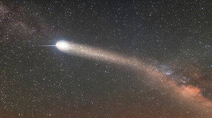 A bright comet streaking across a starry sky symbolizing ambition and the limitless dreams of women worldwide high resolution