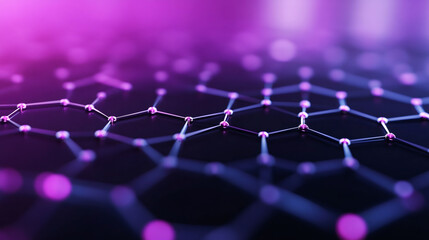 Aufkleber - Digital mesh pattern showcasing interconnected hexagonal network geometry, glowing with vibrant purple and blue technological luminescence