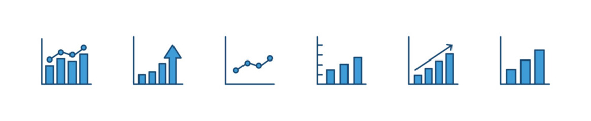 Growth icon set. Containing performance, gain, improvement, grow, chart, increase, development icons. Solid icon collection.