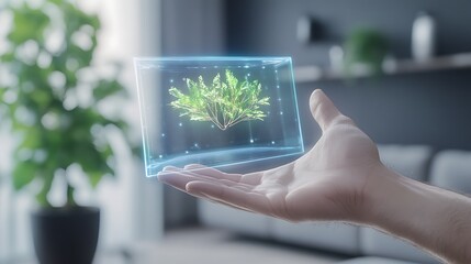 Aufkleber - AI-powered holographic assistant featuring a floating 3D design in a visually engaging format.